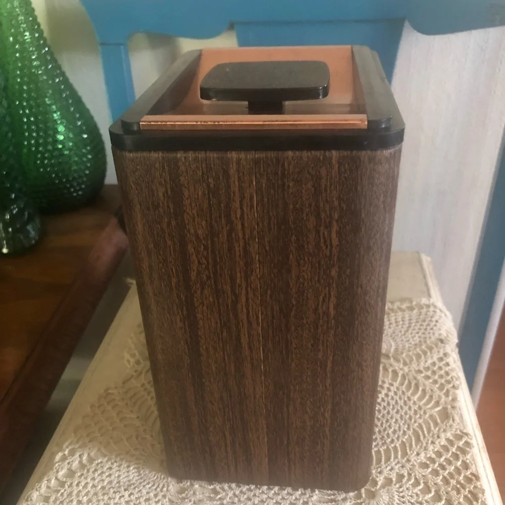 Vintage Copper & Wood-Look Metal Canister